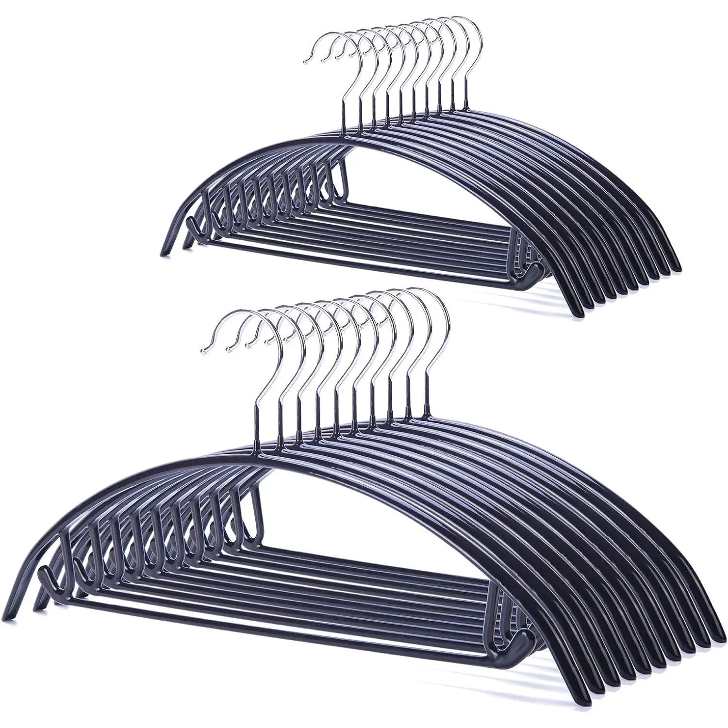 PVC Coating Sweater Hangers,Dress Suit Coat Hangers,Shoulder Bump Free Golf T Shirts Clothes Hangers (Black Color)