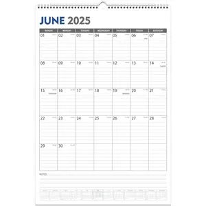 Wall Calendar 2025, 19 Month Vertical  Calendar Wall 2025, 17"x11.5" Large Monthly Planner From Jun. 2025 to Dec. 2026 with Thick Paper Spiral Bound for  School Office Organizing