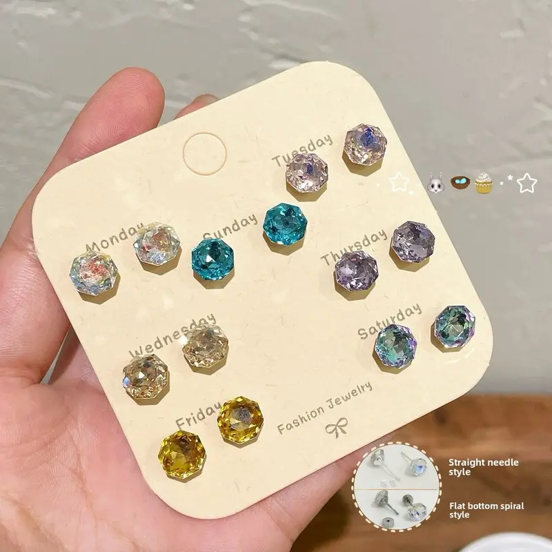 New Rose Cut Flash Diamond Helix Studs, Luxury Exquisite Zircon Earrings For Ear Healing For Women