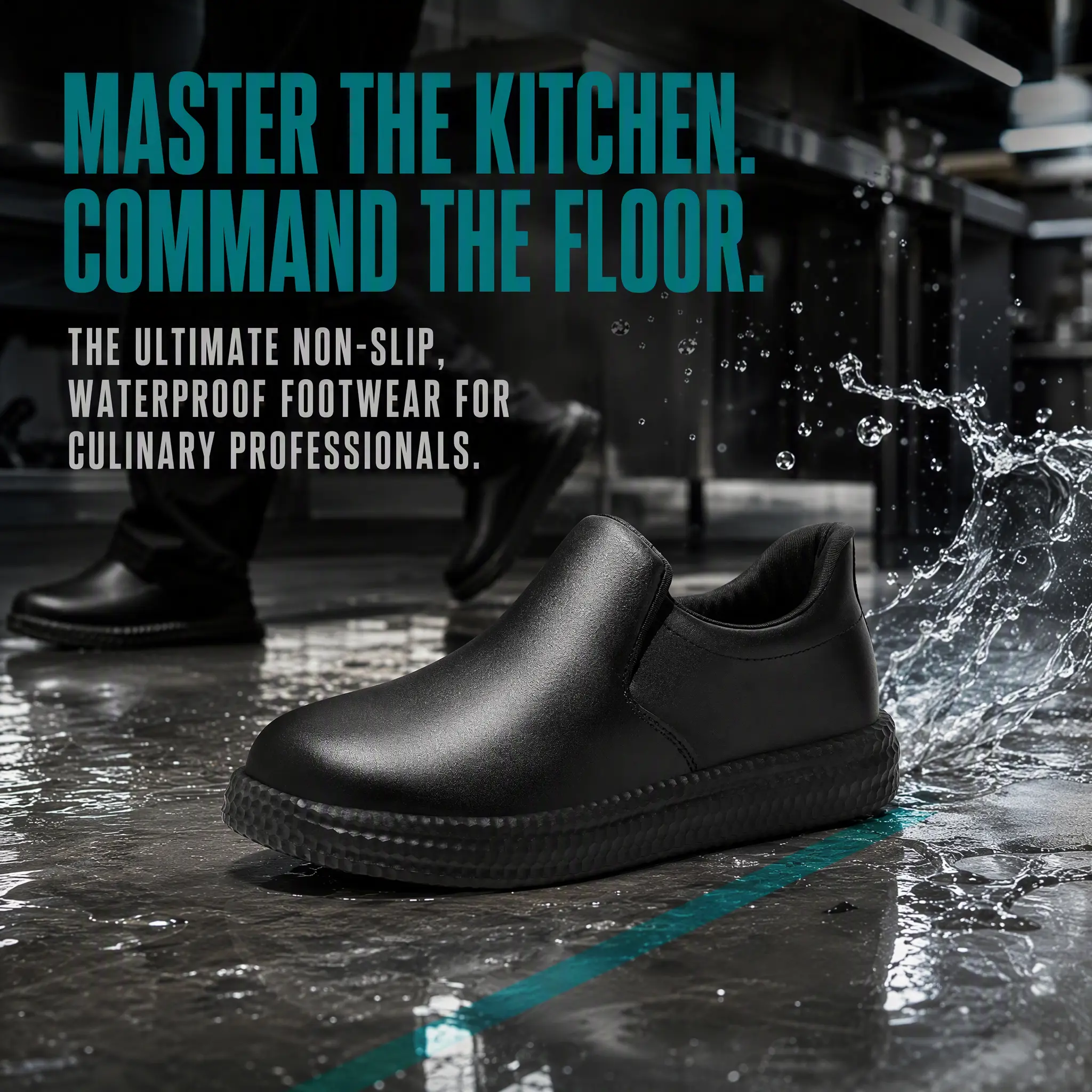 Men's Slip-On Safety Work Shoes, Waterproof and Non-Slip Round Toe Sneakers, Lightweight for Kitchen & Outdoors, Safety Footwear, Walking Shoes, Work & Safety Footwear