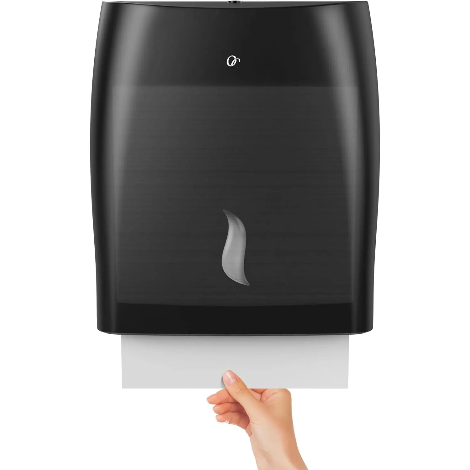 Modern Commercial Touchless Paper Towel Dispenser - Wall Mount, Key Lock, High Capacity - Holds 500 Multifold Paper Towels - Black
