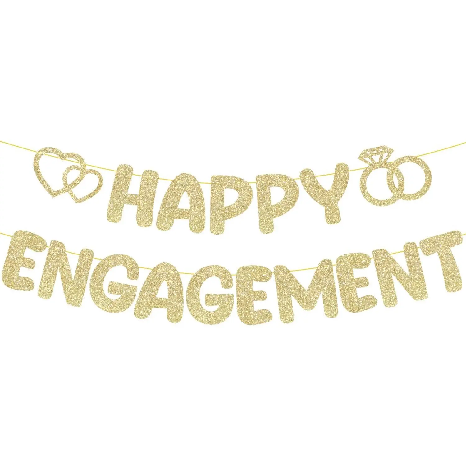 Engagement Party Decorations,Glitter Happy Engagement Banner,Engaged Banner Congratulations Wedding for Bachelorette Party Shower Signs Decor