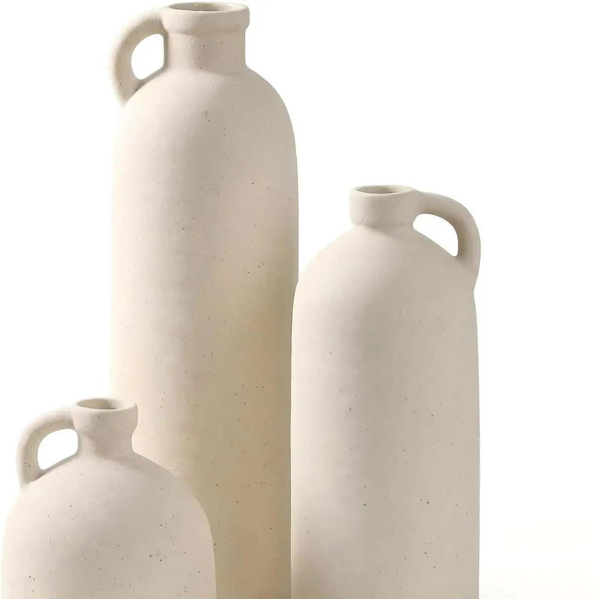 Flower Vase Set of 3, Ceramic Home Decor for Living Room - Modern Rustic Farmhouse Centerpiece for Table, Shelf & Bedroom - Decorative Vases for Office, Bathroom, Dining Desk