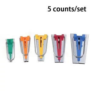 5pcs Set Bias Tape Maker Splicing Cloth Maker Binding Tool Overlocking Stitch Quilting Sewing Accessories DIY Craft Crafting Kit Tools