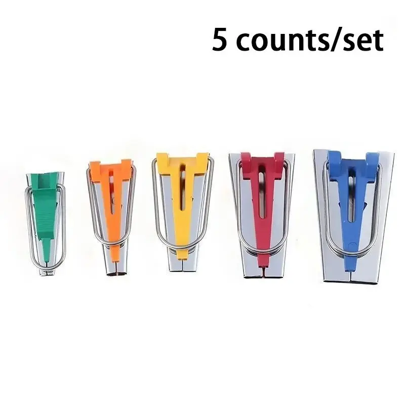 5pcs Set Bias Tape Maker Splicing Cloth Maker Binding Tool Overlocking Stitch Quilting Sewing Accessories DIY Craft Crafting Kit Tools