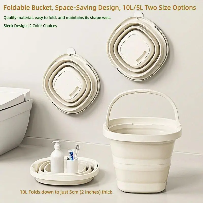 Collapsible Car Wash Bucket - Ultra-Flat 5cm (2in) Design - 10L/5L Vehicle Detailing Tool