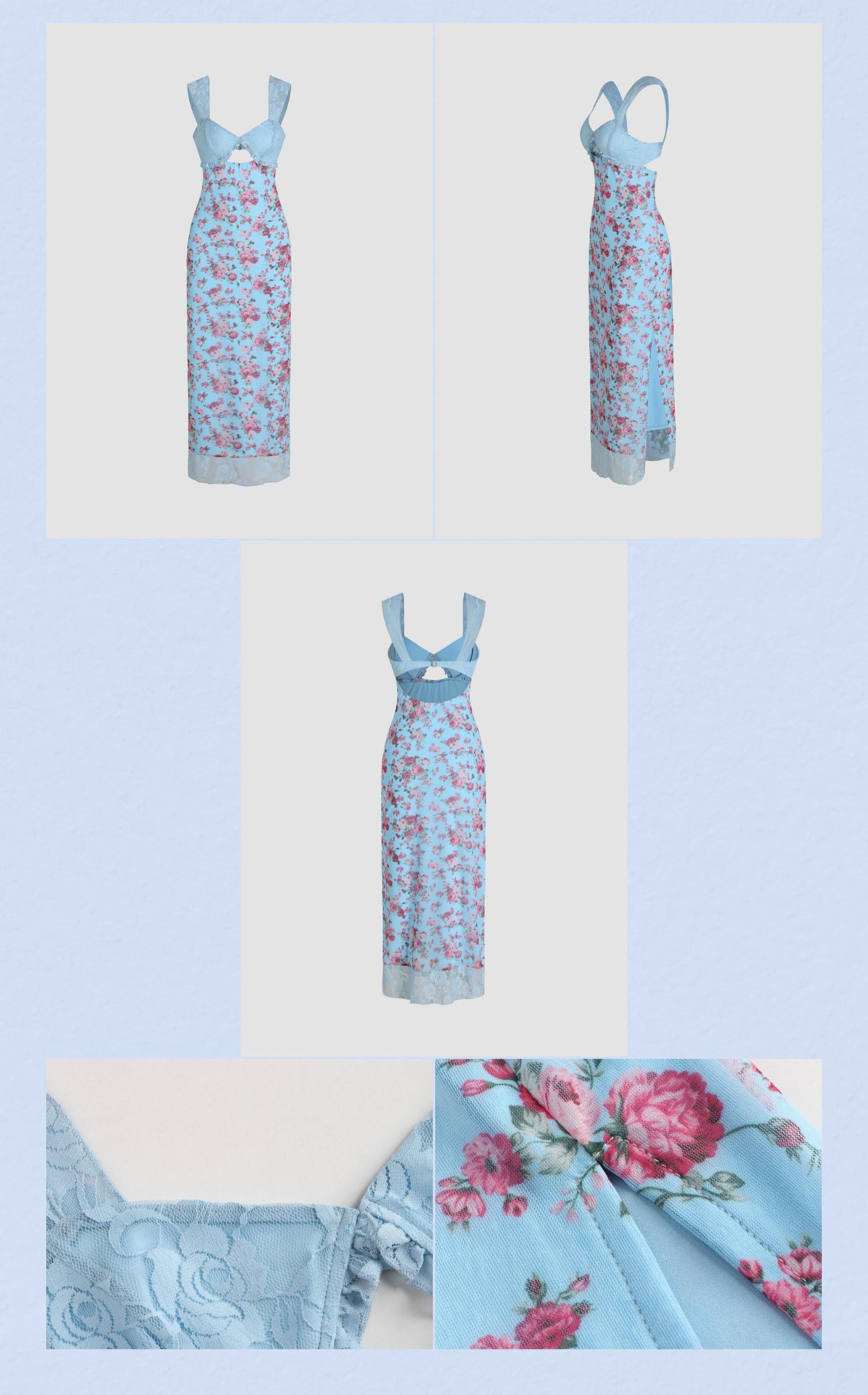 Cider [2 colors, size 0-10] V-neck Lace Floral Cami Maxi Dress - TikTok Shop