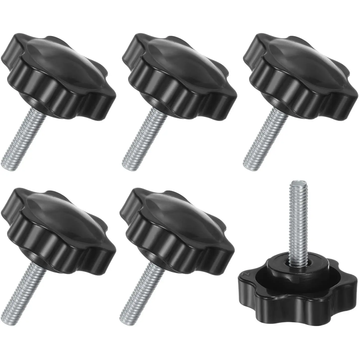 6-Pack  Claping Knobs, 6x25  Thread Hand Tightening Screw for achinery//Furniture/Ubrella Base, achine Handle Replaceent [38, Black]
