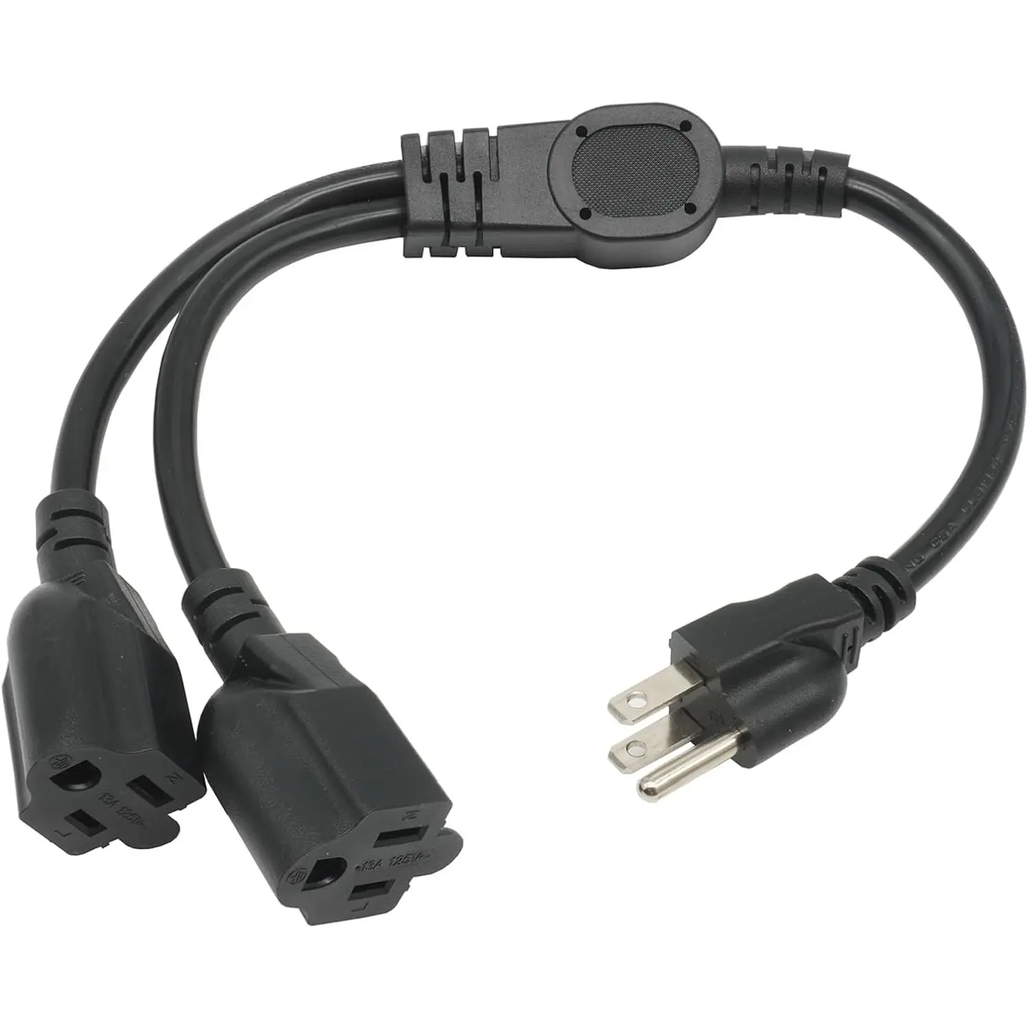 3 Prong Extension Cord Splitter, Indoor 1.5 FT Power Cord Splitter 1 to 2