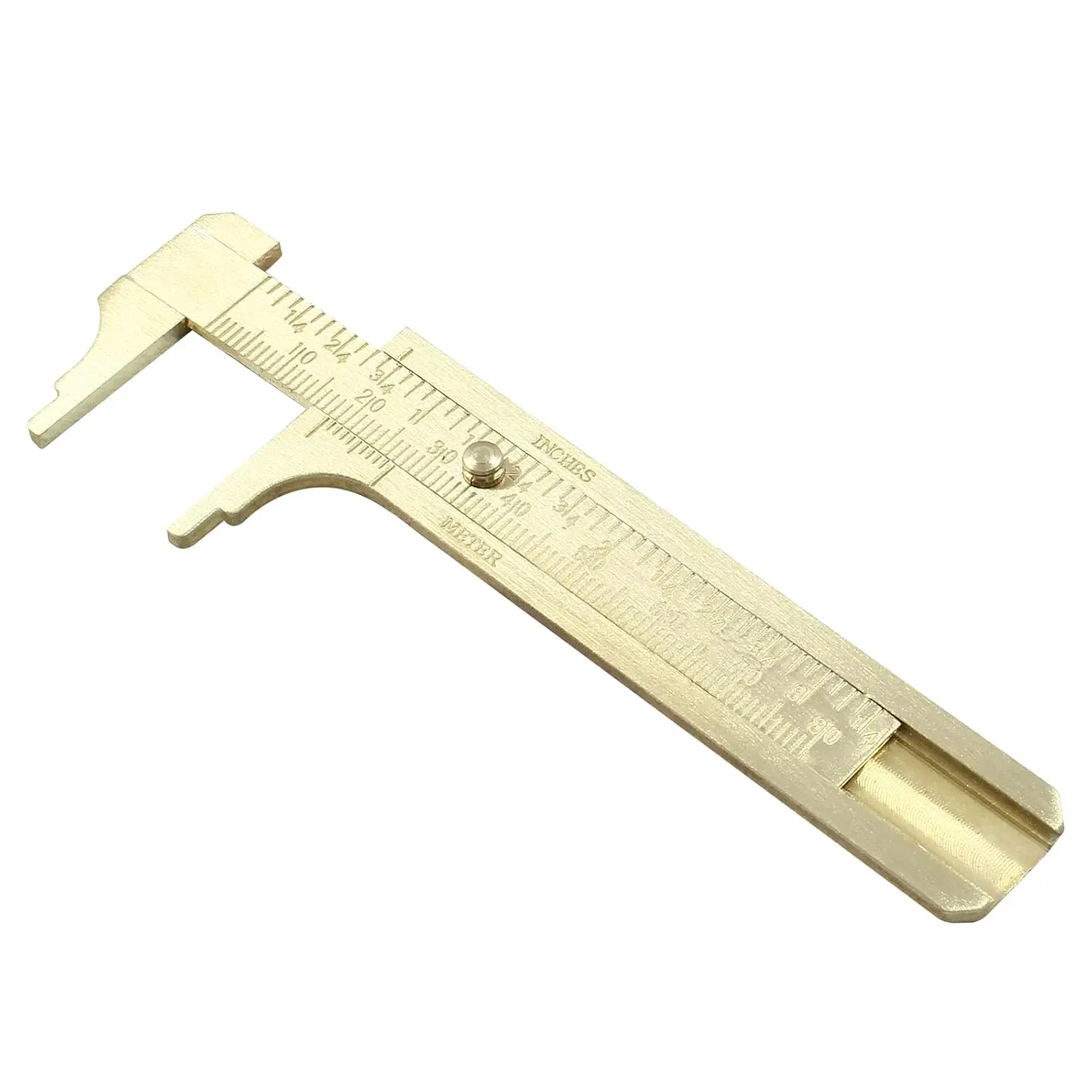 80mm/3.15" Pocket Vernier Caliper Ruler, Brass Sliding Gauge Pocket Caliper, Mini Measuring Tool Double Scale mm/inch Metal Handy Caliper