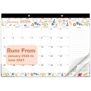 Desk Calendar 2026-2027, 18-Month January 2026 to June 2027 Desktop Calendar with Notes & Holidays, 17"x 12" Thick Paper Monthly Planner for , School & Office Supplies