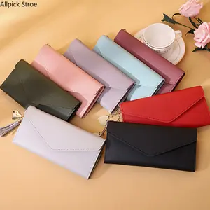 Women's Soft PU Leather Long Zip-Around Wallet - Fashion Clutch Purse with Cash, Card, Coin Sections (Black/Light Gray/Red)