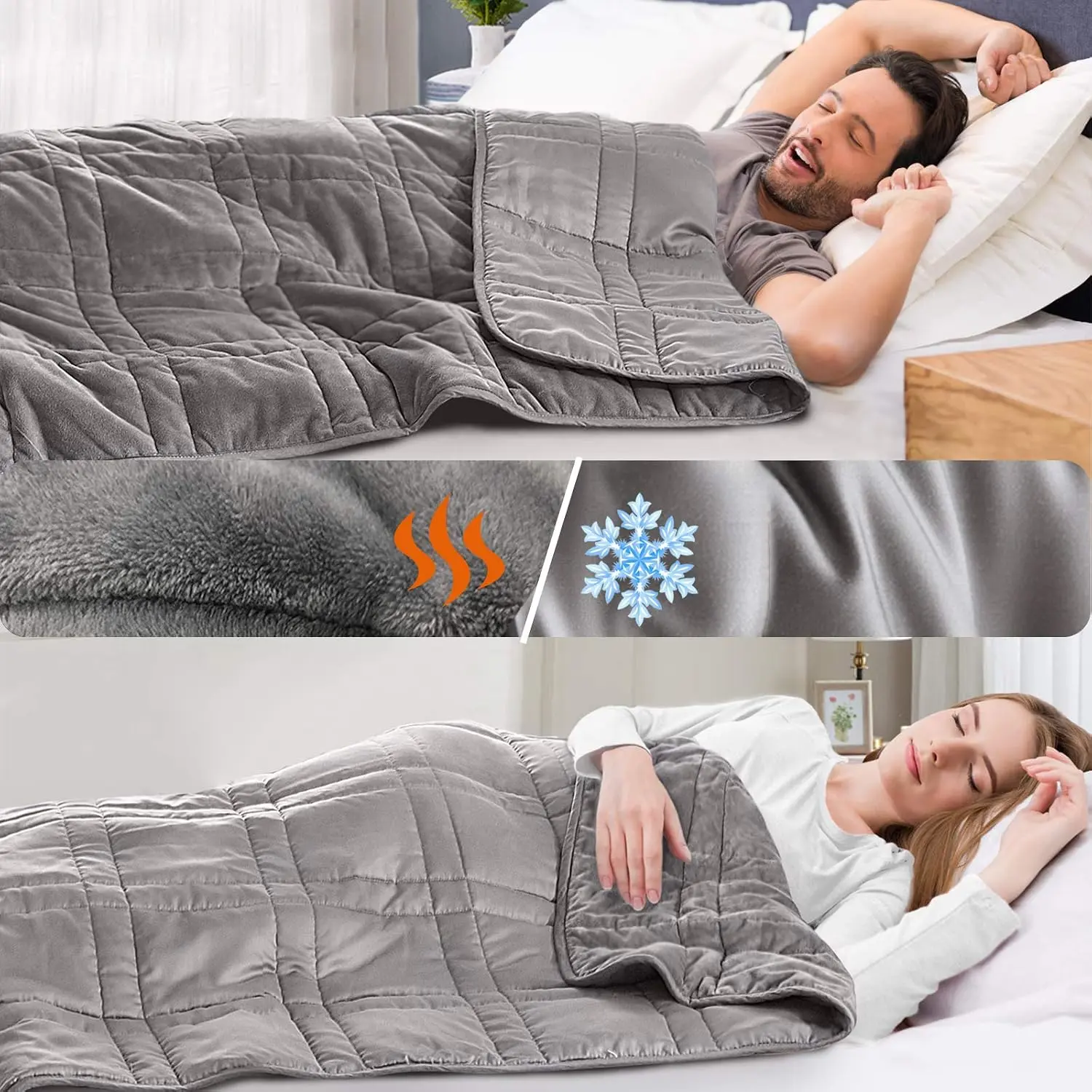 Warming & Cooling for Adult (25lb, 60 X 80 Inches) - Reversible Tencel/Short Plush Twin Size, Bonus Carry Bag Included