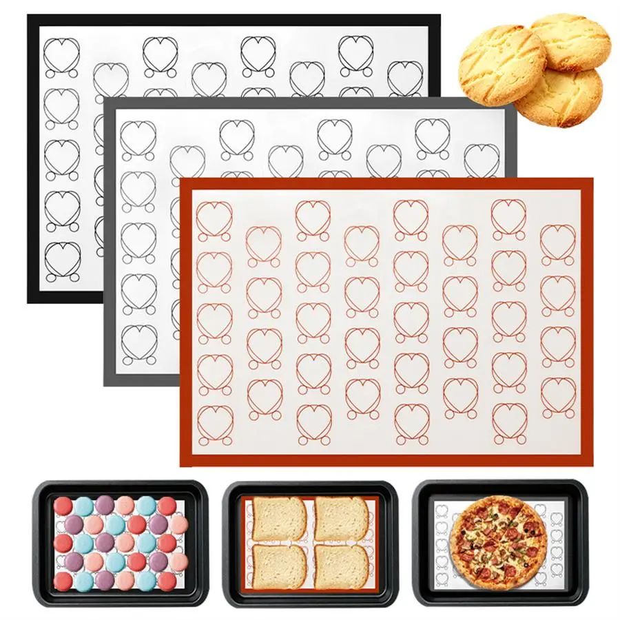 1pc Valentine's Day Limited Edition Heart-Shaped Food-Grade Silicone Baking Mat, Non-Stick High-Temperature Resistant Reusable Dough Rolling Mat, Couples DIY Cookie Macaron Egg Tart Non-Slip Mat, Home Oven Baking Tray Mat, Essential Holiday Baking