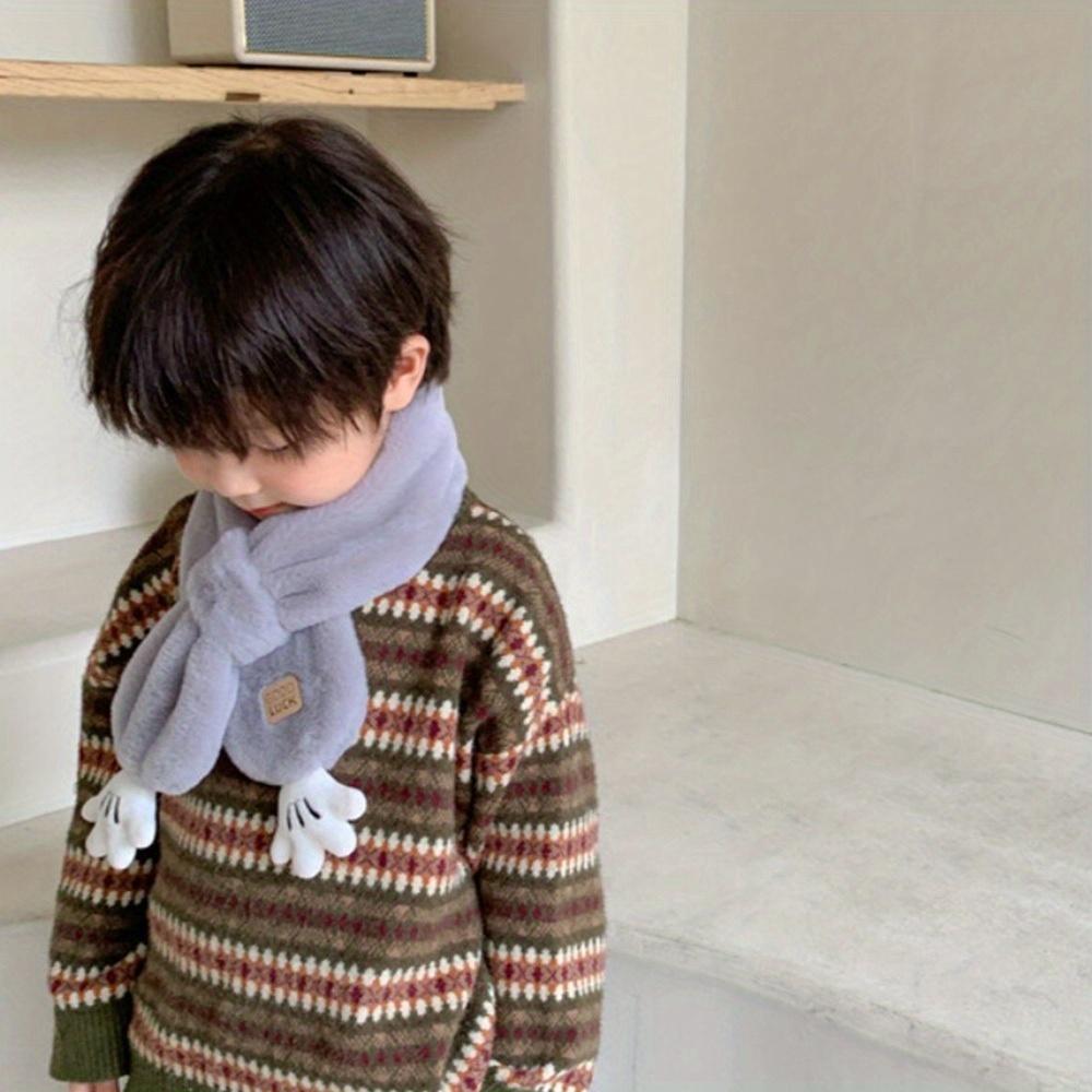 1pc & Winter Scarf - Soft Breathable Cross Scarf with White Paw Print & Bone-like Button-like Closure, Grey/Beige/Pink Color Options (No-Slip for), Minimalist Unisex Neck Warmer for Cold Weather Accessories