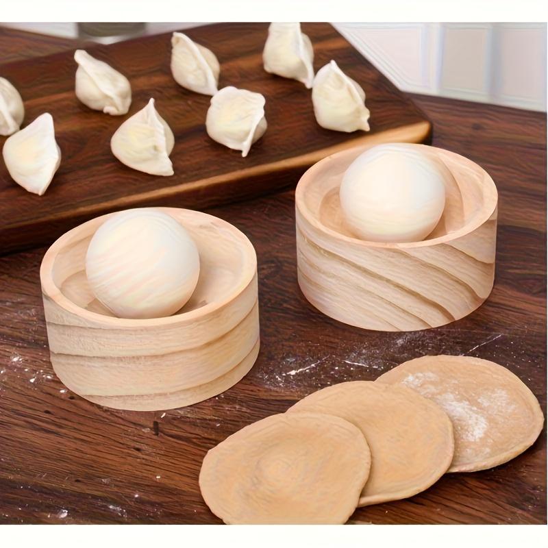 1pc Wooden Dumpling Maker with Roller Ball, Manual Kitchen Tool for Perfect Round Dumplings, Natural Wood, No Electricity Needed