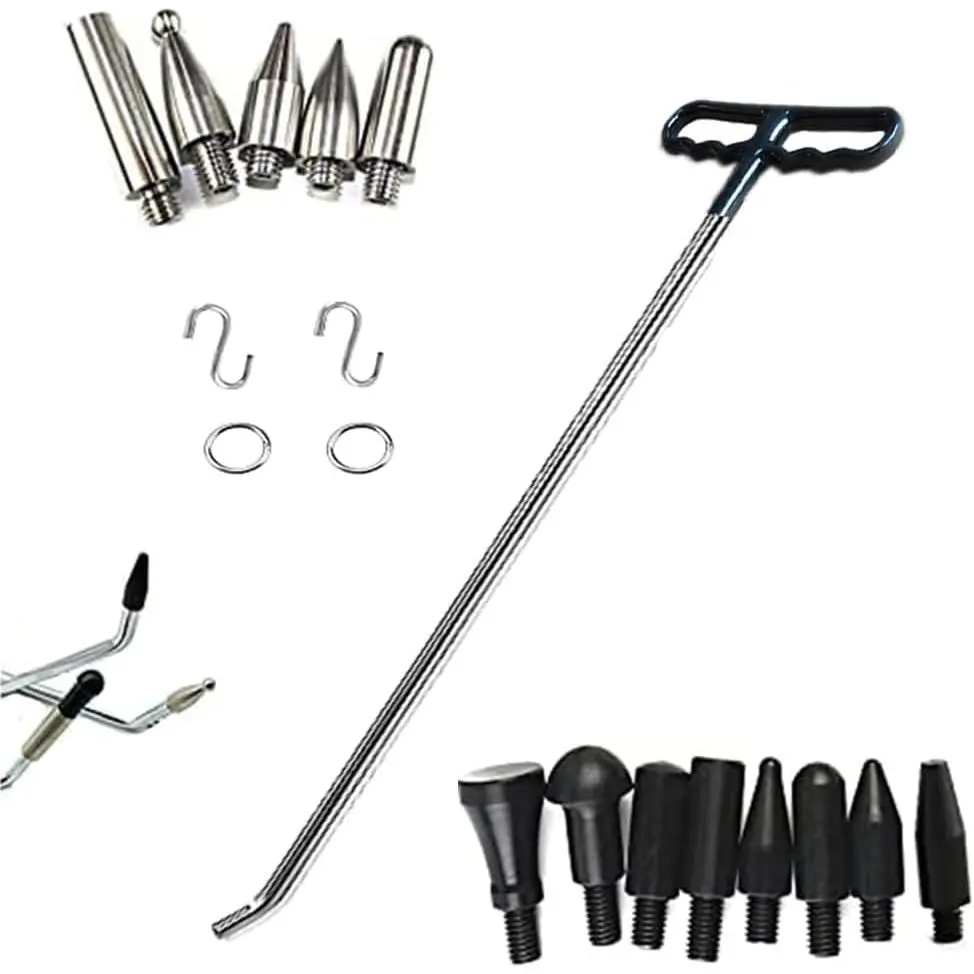 Paintless Dent Repair Tools 1 count of Dent Removal Rods with Awl  Dent Hail Repair Tools Paintless Dent Removal Kit  Auto  Dent Removal of Hail  and Door Ding (16PCS)