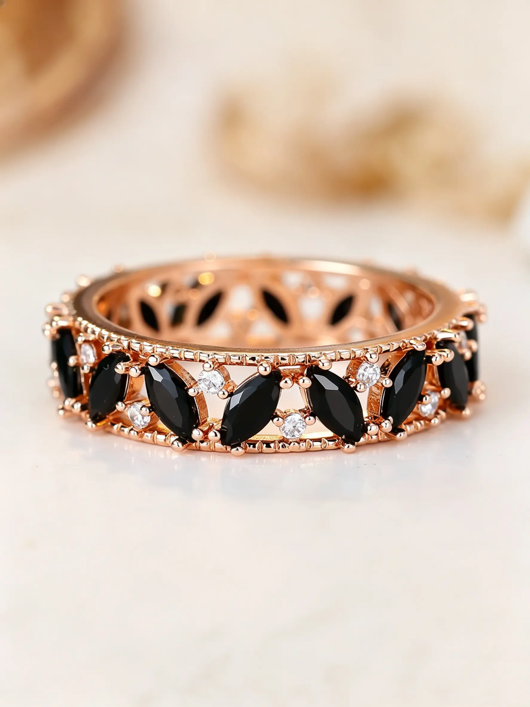 Infinity Band Rings Marquise Zirconia Rings for Women & Man Stackable Design Delicate Jewelry Perfect for Engagement Weddings Party, Daily Wear Anniversary Gift