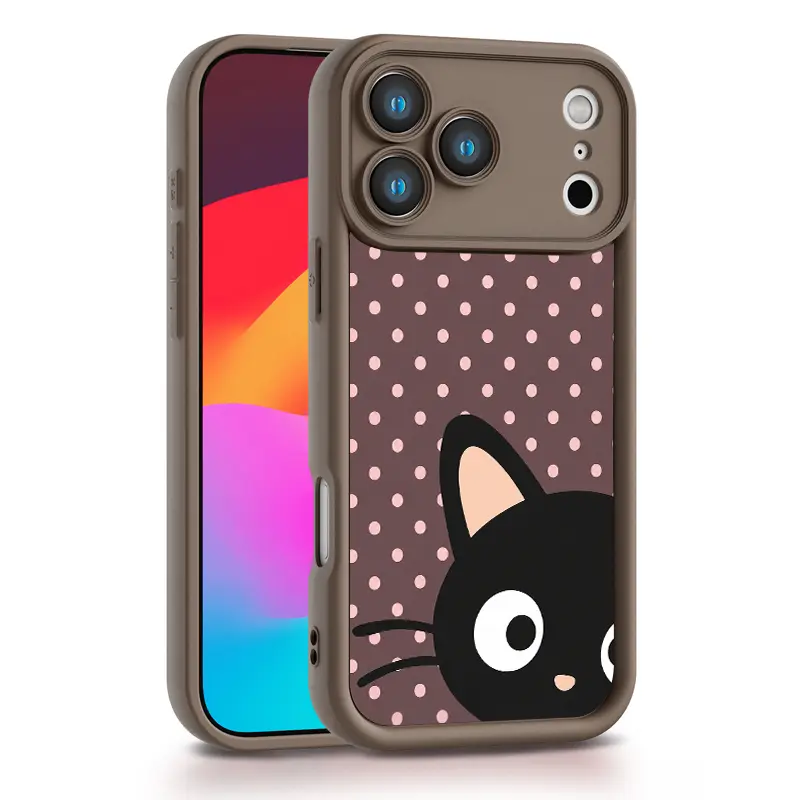 Cute Chococat Polka Dot Phone Case - Soft Silicone TPU Casing, Shockproof Protection for iPhone 18 17, 17E, 16, 16 Pro, 15 Pro Max, 14, 13, 12, 11, X, Plus, Air, Mini, Cat Aesthetic Cover Accessory