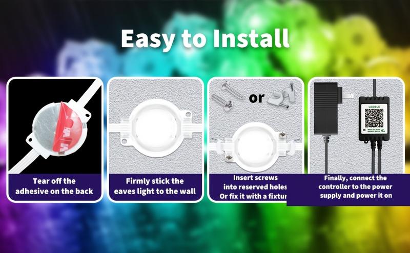 Mutovlin 50-400FT 250 Bulbs IP67 Waterproof RGB Outdoor LED Permanent Light with App & Remote Control for Party Valentine's Day Garden Gift