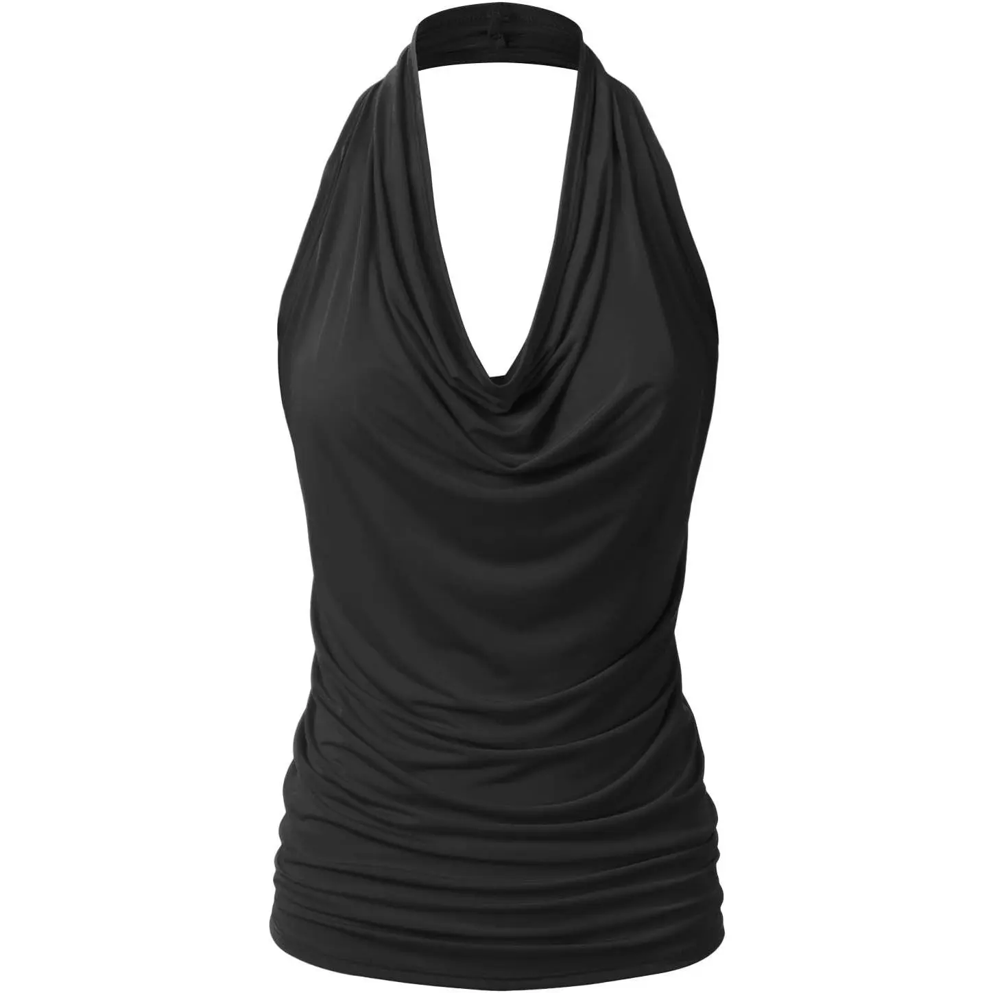 Women's Casual Halter Neck Draped Front Sexy Open Back Tank Top (S-3XL)
