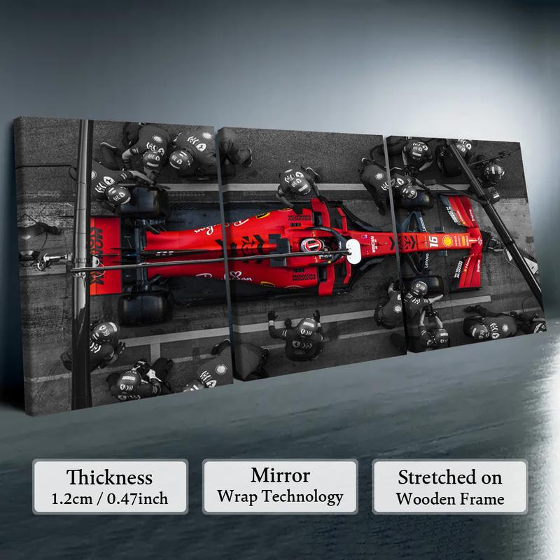 Formula Car Pattern Canvas Painting with Wooden Frame, 3 Counts/set Modern Art Wall Decor, Wall Art for Home Living Room Bedroom Office, Decoration