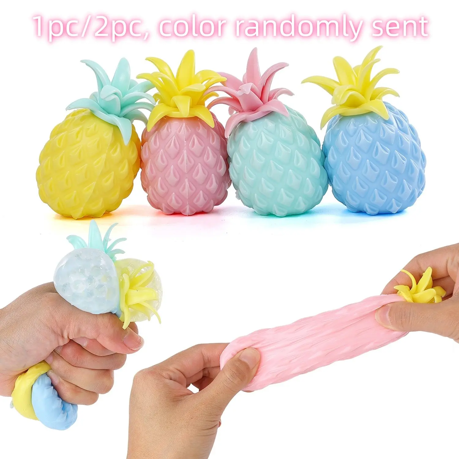 1/2pc Stress Relief Pineapple Squishy Toy, Decompression Squeeze Soft Squeeze Ball, Fun Fidget Toy, Perfect for Anxiety Relief, Unique and Funny Design