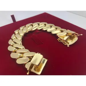 Miami Cuban Link Bracelet 10k Gold Plated Handmade Solid Heavy With Secure Box Lock Huge Statement Piece Jewelry.