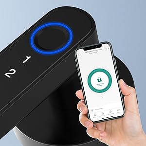 Door Knob Lock, Door Lock with Code Handle, Biometric Security Locking Door Lever Locks for Bedroom Indoor Room - Black