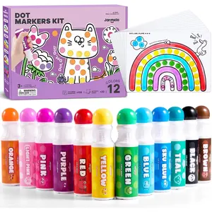 Washable Dot Markers for Toddlers, 12 Colors Dot Paints with 120 Printed PDF & 20 Activity Papers, Non-Toxic Bingo Markers for Kids Arts and Crafts Gifts