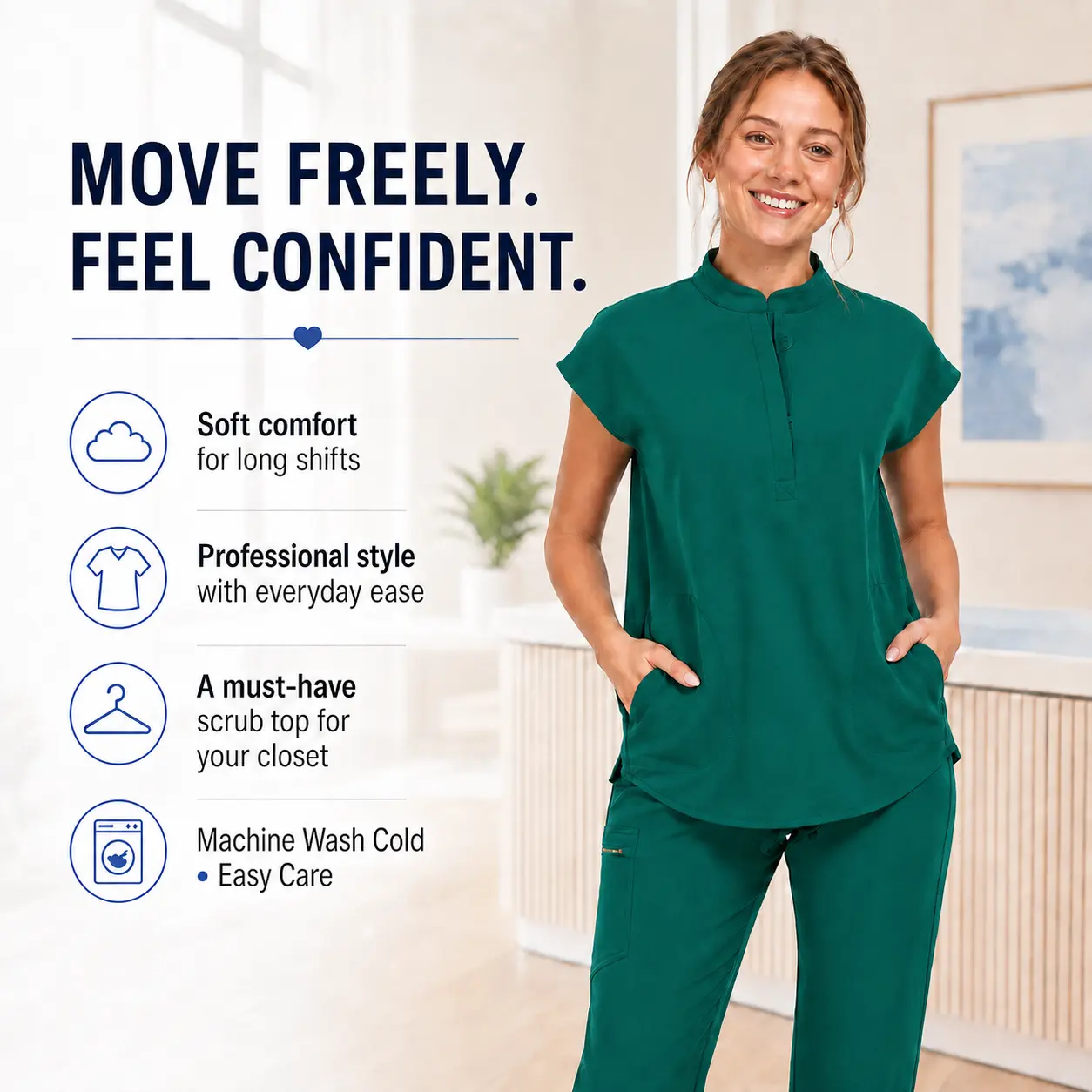 Women's 4-Way Stretch Scrub Top, Short Sleeve Half-Zip Workwear Shirt with Pockets, Lightweight & Breathable Relaxed Fit for Everyday Use, Light, Basic, Casual, Uniforms, Style, Zipper, Piece, Leggings, Minimalist, Fabric, Comfortable, Women's Clothes, Pl