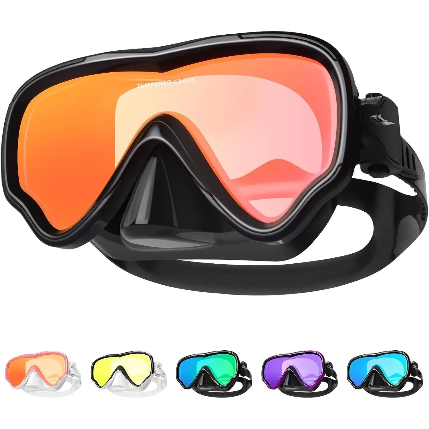Adult Swim Goggles Mask Mirrored Tempered Lens, Anti UV/Fog No Blurring Clear Wide View with Nose Cover for Men Women