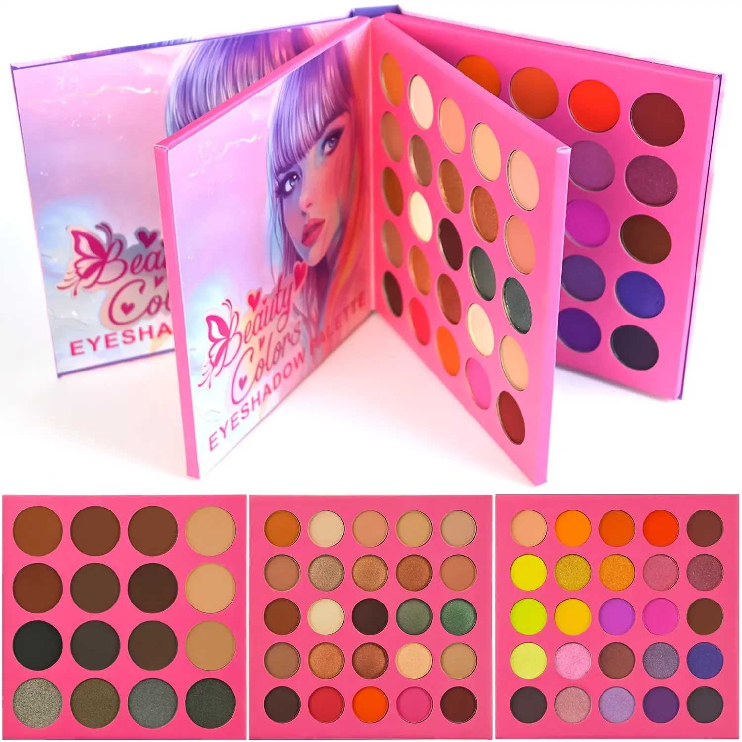 66 Color Eyeshadow Blend Makeup Palette includes Contour Powder,Eyeshadow,Blushr,Highlighter，Waterproof，Oil Control 4 in 1 Face Makeup Kit