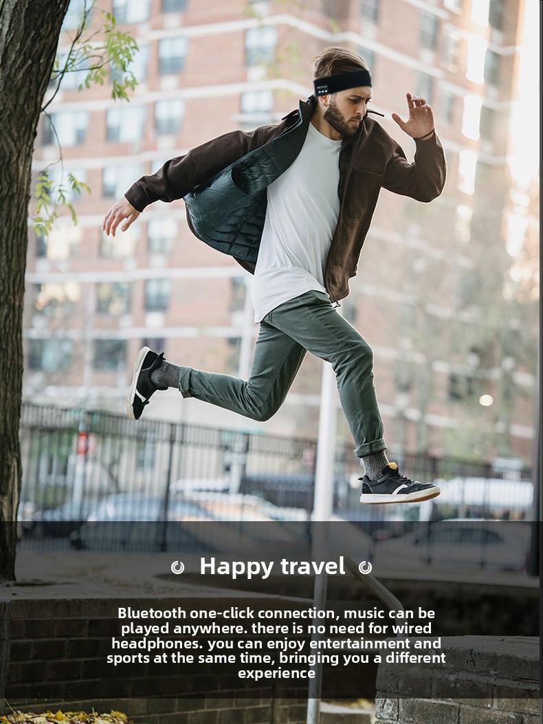 Wireless bluetooth headscarf outdoor fitness sweat-absorbing headset music call outdoor knitting bluetooth headband