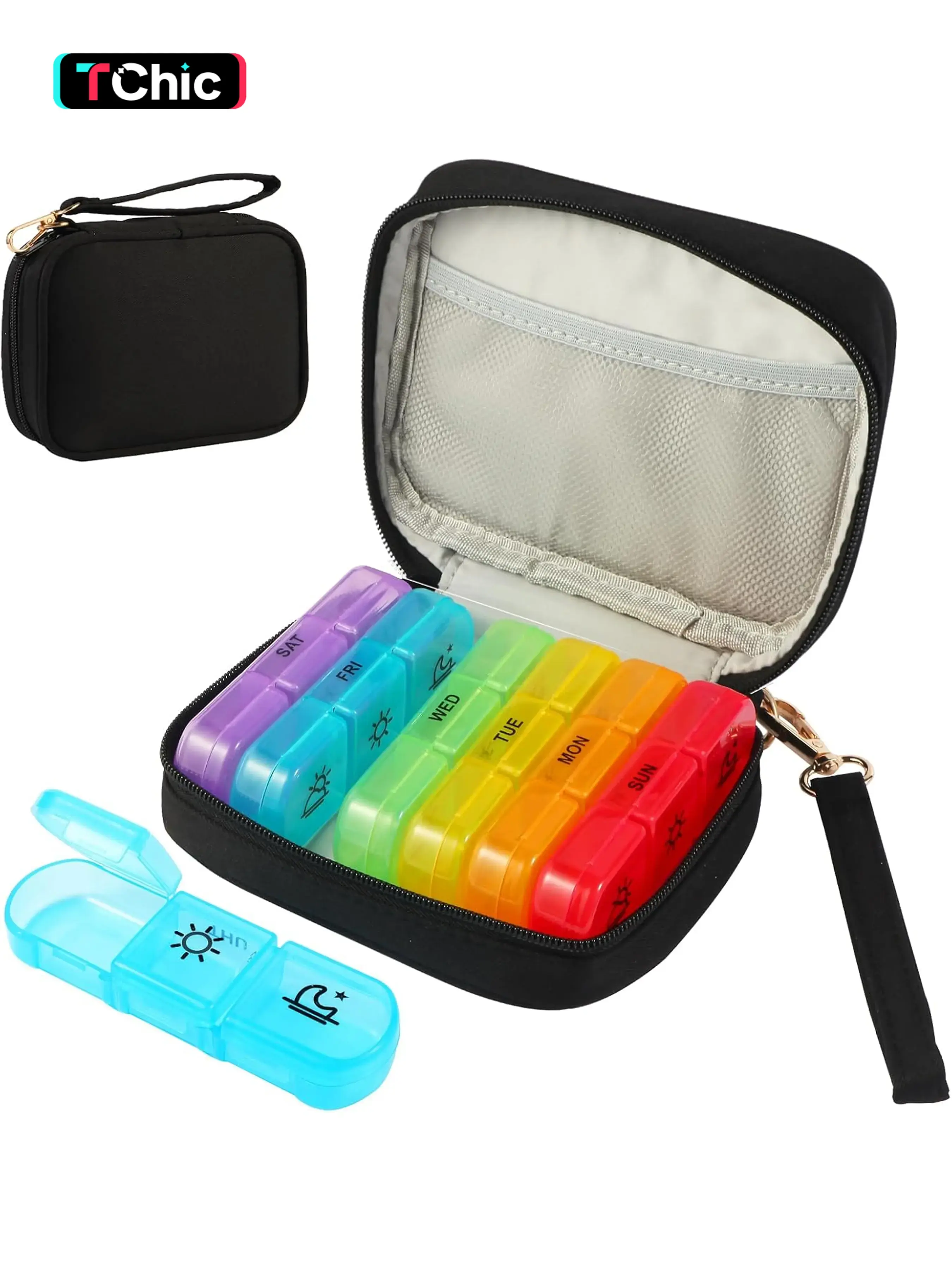 Weekly Pill Organizer 3X a Day, Travel Pill Box 7 Day Portable for Purse, Daily Pill Organizer, Medical Organizer, Pill Dispenser Medicine Organizer for Vitamins, Fish Oils, Medications, Supplements, Christmas gifts