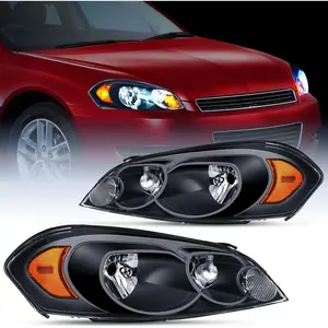 Nilight 2006 2007 2008 2009 2010 2011 2012 2013 Chevrolet Impala 2014 2015 2016  Impala Limited 2006 2007 Monte Carlo Headlight Assembly Black Case Amber Reflector