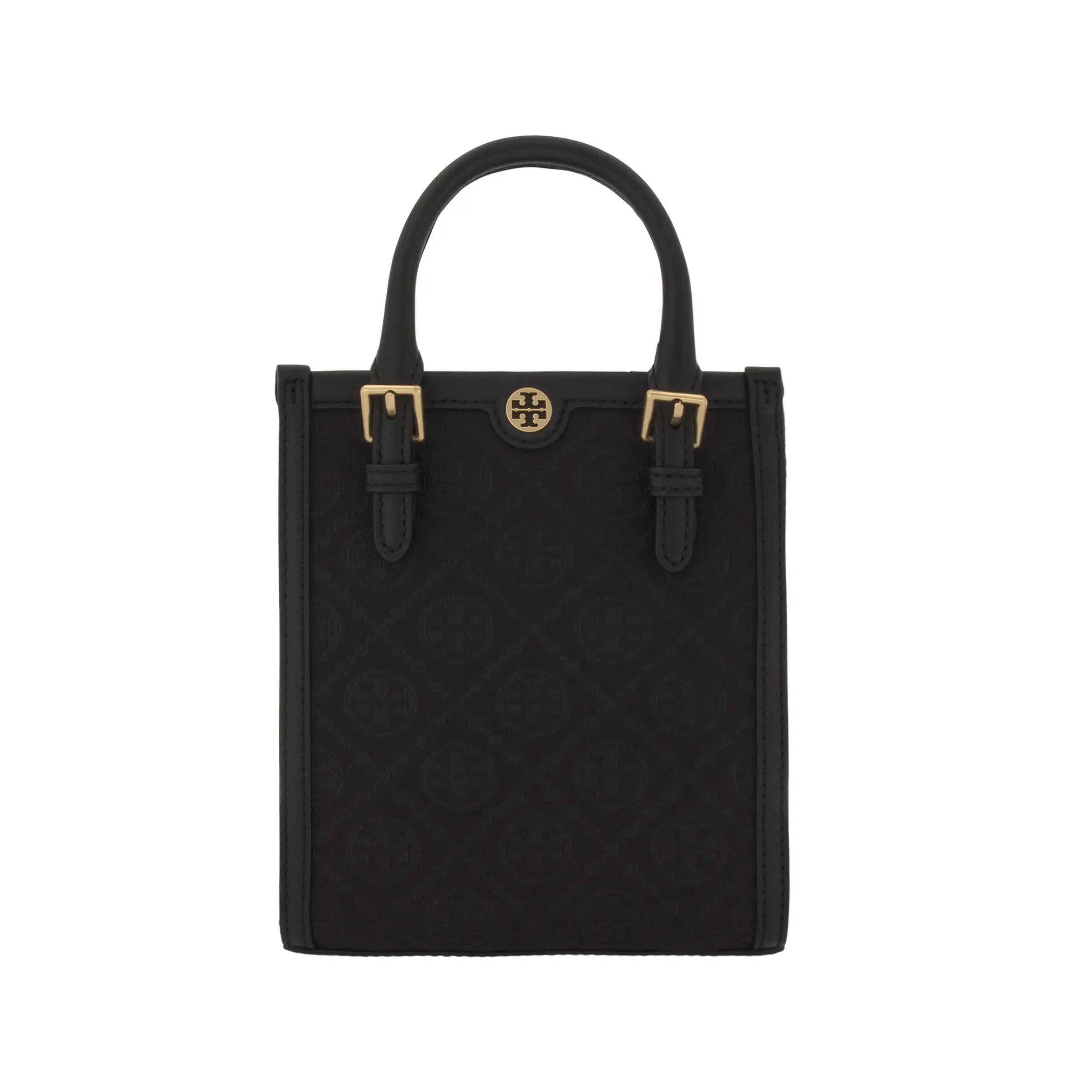 Tory Burch T Monogram Classic Diamond Quilted Tote Bag for Women, Black Leather