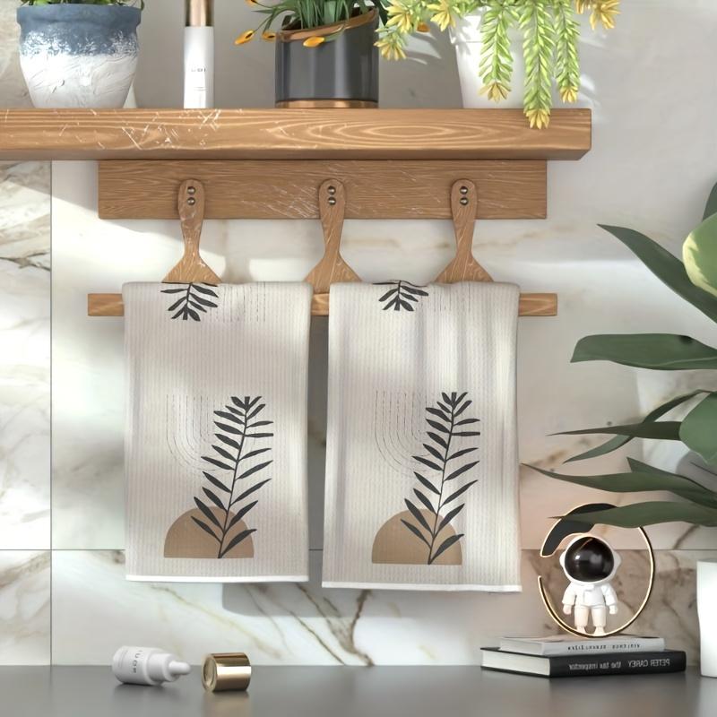2pcs 23.6x15.7 In Abstract Plant Art Printed Bathroom Towel Decorative Tea Towel - Ultra Soft Microfiber Suitable For Cleaning Machine Washable Perfect Choice For Home Bathroom