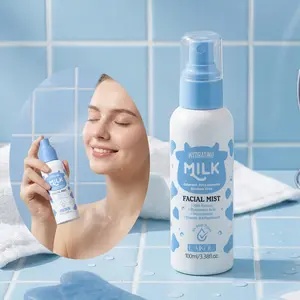 LAIKOU Milk Face Spray Hydrating Mist 100ml, Portable Travel Size Makeup-Friendly Facial Toner, Instant Refreshing Moisture Spray with Sodium Hyaluronate, Gentle Daily Skin-Softening Formula, Hydrate