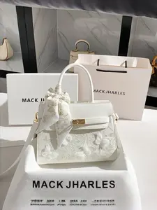 Butterfly Embroidered Kelly Bag, High-End Large Capacity Handbag, Commuter Crossbody Bag, Lace Butterfly Kelly Bag, Light Luxury Women's Bag, Fashionable Handbag, Casual Commuting Handbag
