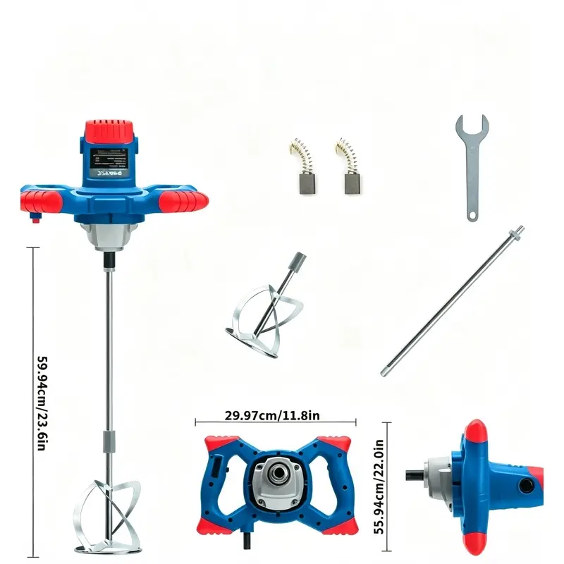 2100-watt handheld portable mixer, 6-speed adjustment, paint, plaster, cement, concrete mixer, multi-functional mixer