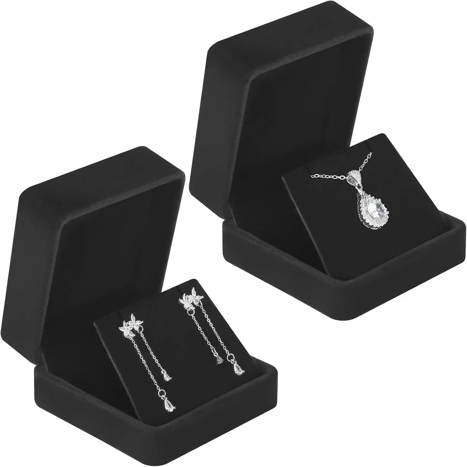 2 Pcs Velvet Jewelry Dangle Earring Gift Box for Women, Black