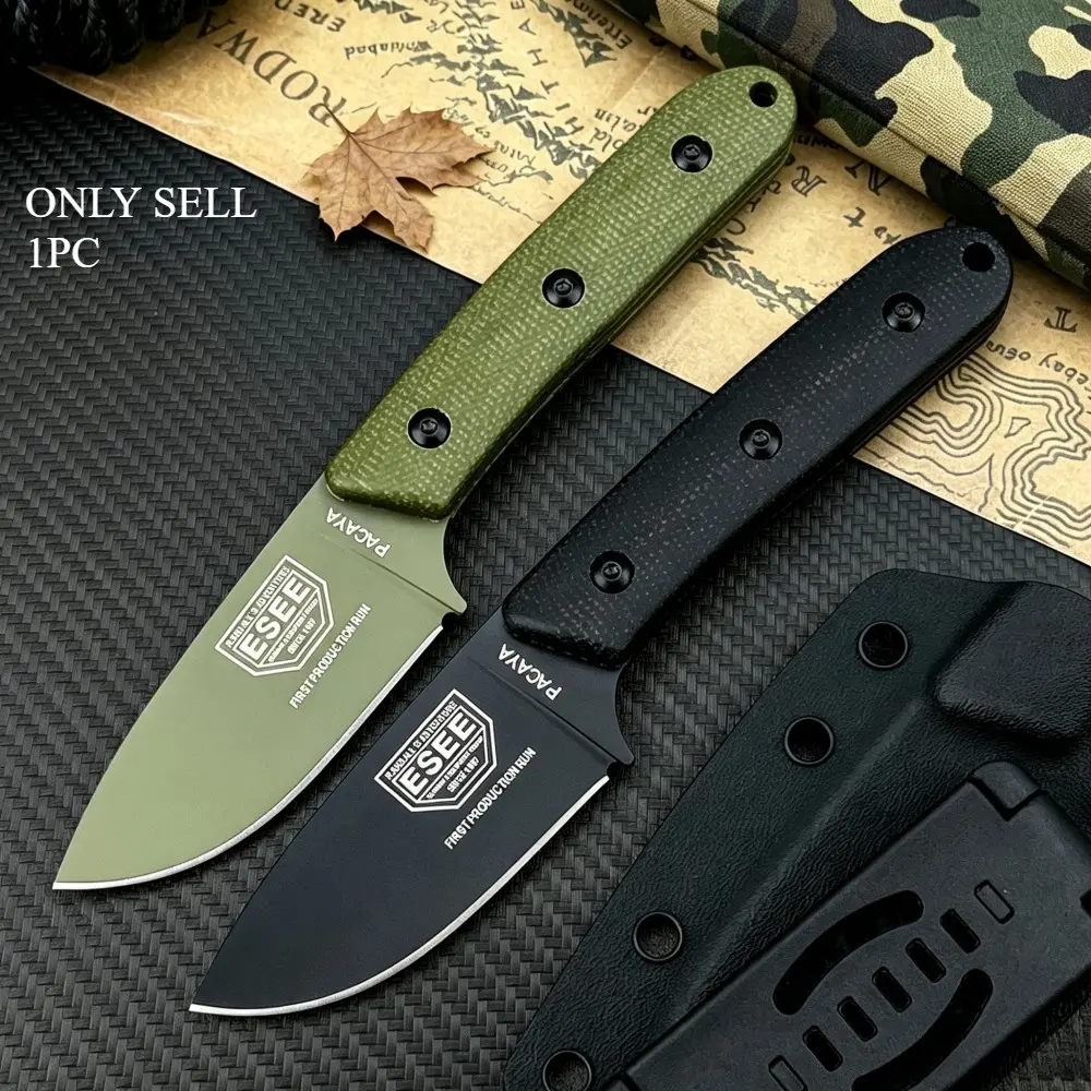 New High-Hardness Fixed-Blade Jungle Knife with Sheath, D2 Blade, Micarta Handle—EDC Multi-Purpose Knife for Hiking, Camping, and Outdoor Survival Knife