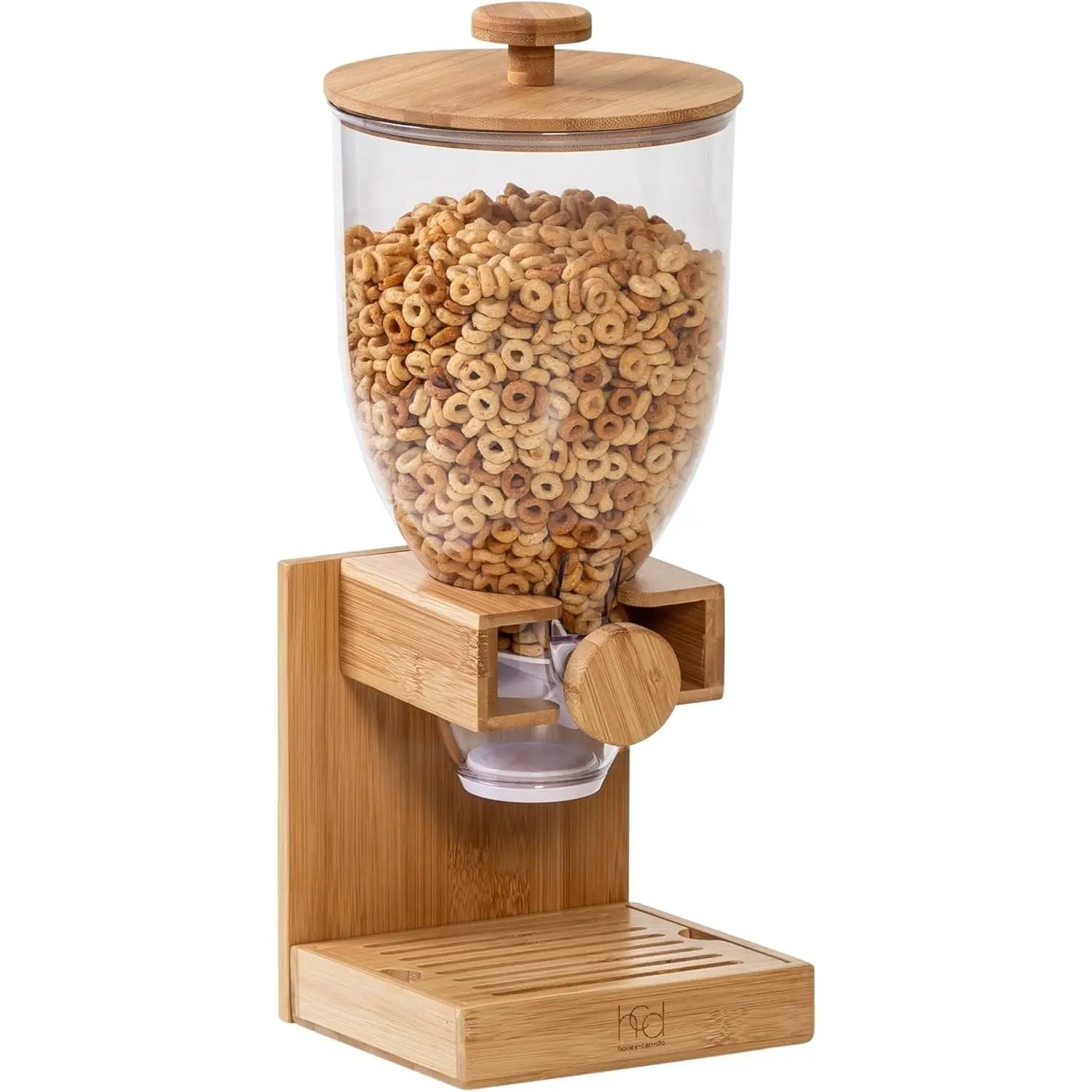 Bamboo Cereal Dispenser with Airtight Lid – Countertop Dry Food Dispenser for Kitchen Organization – Eco-Friendly Pantry StorageGift