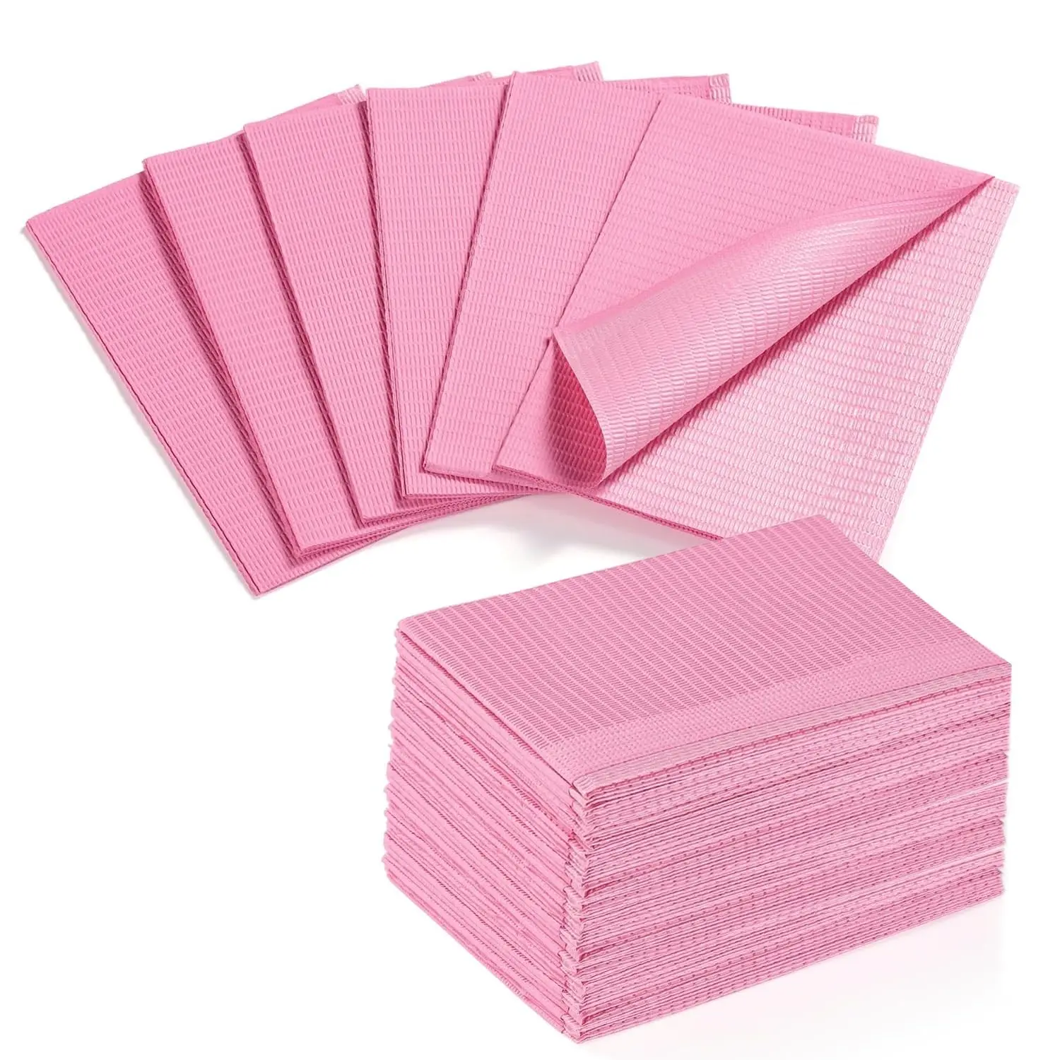 50 Pcs 3-Ply Absorbent Disposable Nail Mats, 18” x 13” Nail Table Pads with PE Backing, Nail Desk Protection for Manicure Pedicure, Acrylic Gel Practice, Salon & Home DIY (Pink)