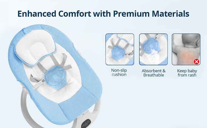 Baby Gift Electric Baby Swing for Infants with 5 Speeds,10 Lullabies,Adjustable Sound Volume,Baby Rocker, Baby Bouncer,Baby Electric Bassinet,Indoor & Outdoor Use,Remote Control,Grey