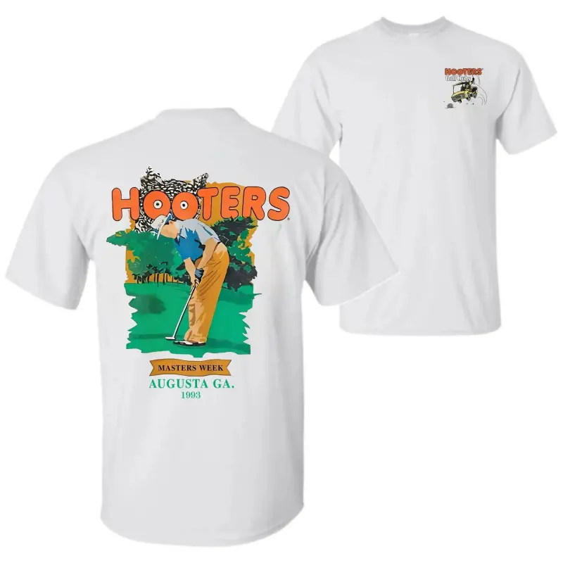 Hooters Golf Club Week 1993 Vintage Unisex T-Shirt, Full-Color Golf Cart Graphic, Summer Casual Cotton Tee for Men & Women, Menswear Top Shortsleeve
