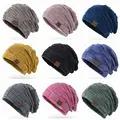 Winter Lady Warm Hat Scarf Two-piece Set Fleece Thickened Gradual Change Color Knitted Skiing Hat Fashion Pullover Hat for Women