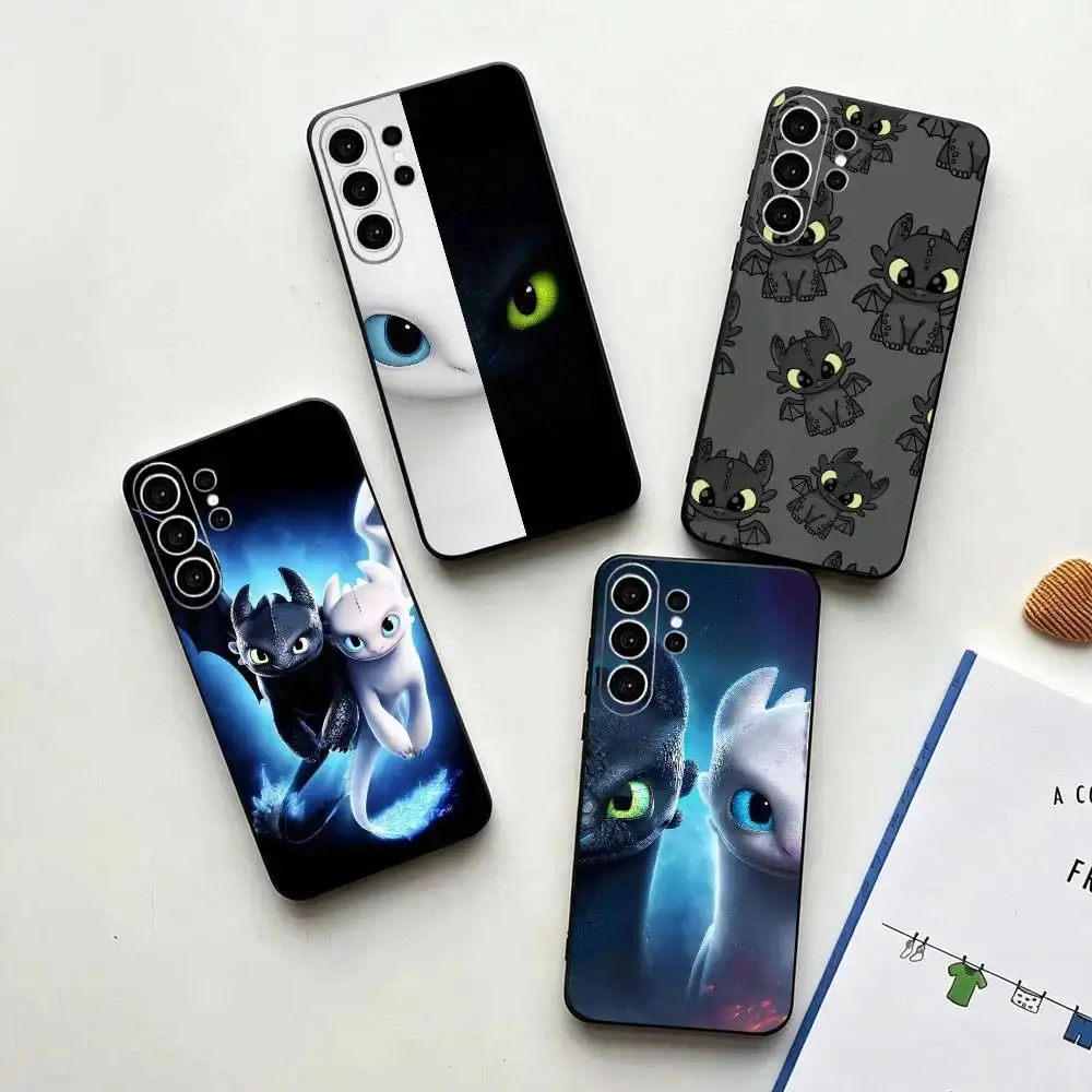 Cartoon Toothless Dragon Phone Case for Samsung S26 S25,S24,S21,S22,S23,Ultra,Plus,Fe,5G for Iphone 17 16 15 14 13 12 11 17Air Plus Pro Promax Black Cover