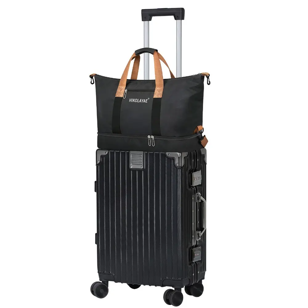 2-Piece Luggage Set, 20In ABS Hard Shell Aluminum Frame Suitcase & Travel Bag with Spinner Wheels, TSA Locks, Lightweight Carry On Luggage for Business Travel